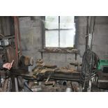 Vintage pulley driven workshop lathe complete with original gearings and facing plates