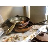 4 copper frying pans plus 2 others