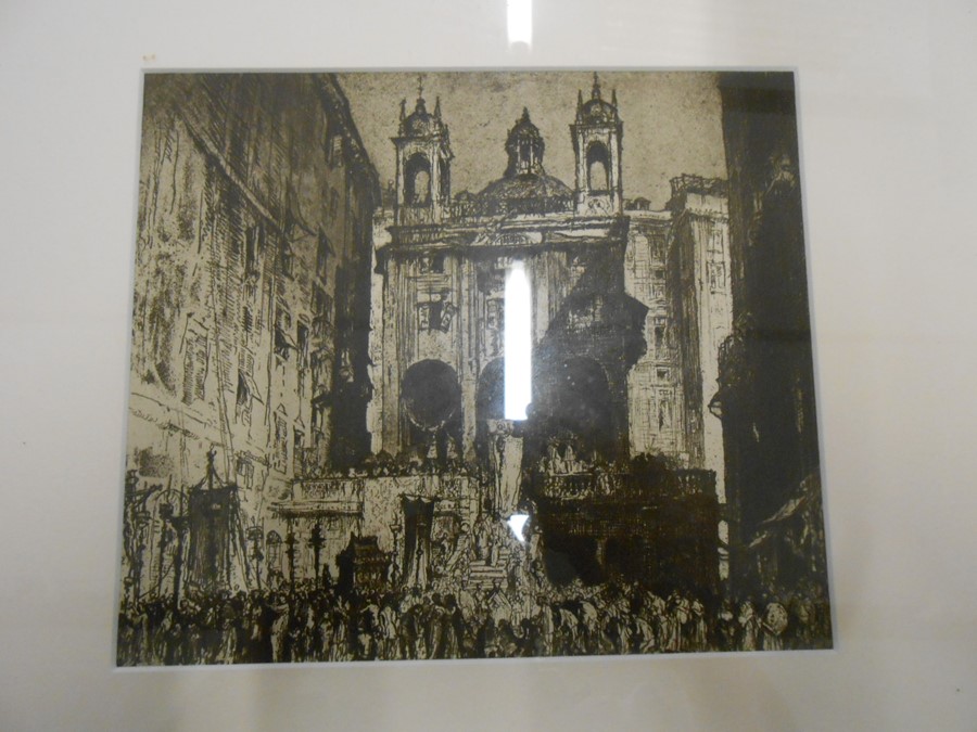 2 Framed Etchings ST Peters of the Exchange Genoa 8 x 7 inches and The Alcatara Bridge Toledo 8 x - Image 4 of 4