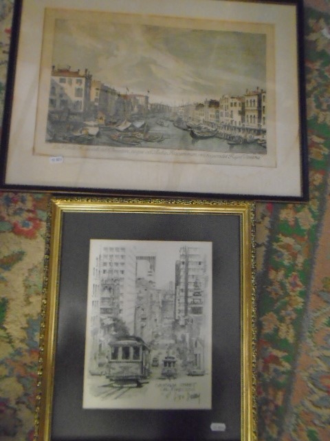 Don Davey California street print and Canaletto print of gondala's