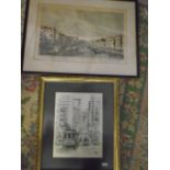 Don Davey California street print and Canaletto print of gondala's