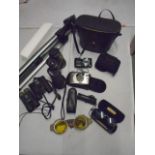 Cameras- Panasonic Lumix, Kodak advantix, binocuars, goggles and glasses plus a new boxed hdmi