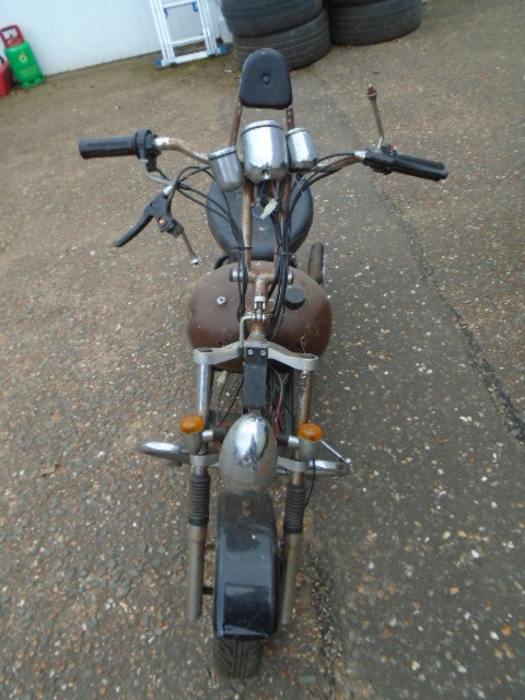 Childs chopper style bike with little engine, haven't had it running, body needs attention - Image 2 of 4