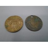 2 'coins' 1 pond 1896- weight 3.77 gams and 1797 'coin' with hole