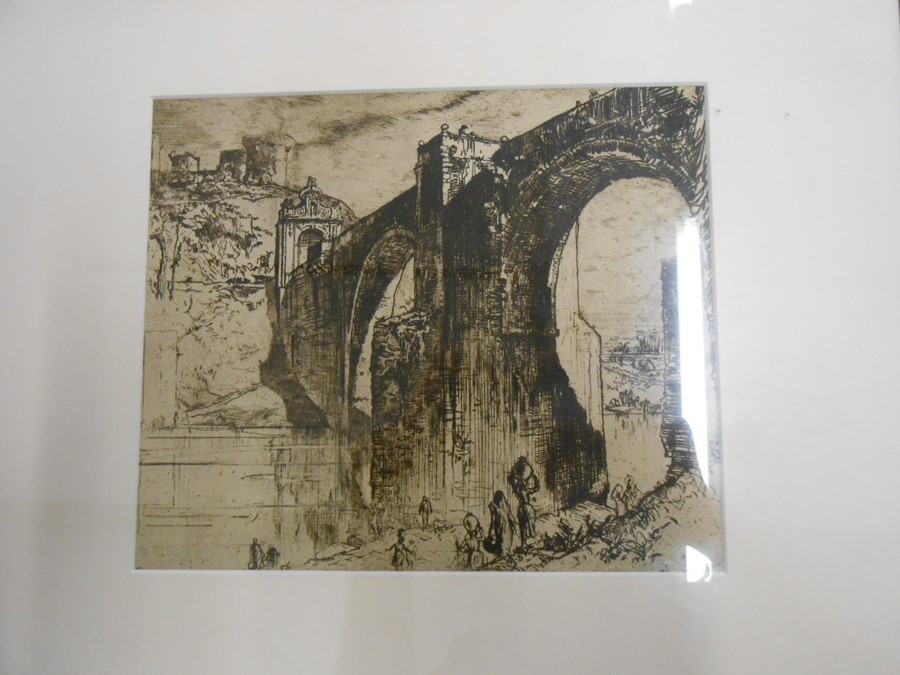 2 Framed Etchings ST Peters of the Exchange Genoa 8 x 7 inches and The Alcatara Bridge Toledo 8 x - Image 3 of 4