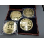 4 H M Queen Elizabeth II 2016 Gold Plated Proofs 100mm diameter 376 g each, Head of the House of