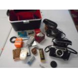 Canon, Yashica camera's and accessories in box