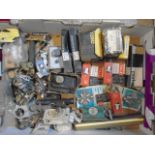 box of locks, keys, lock fixings etc