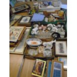 mixed lot china, vases, figurines, pictures etc