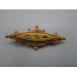 9ct Gold brooch, mourning style. stones missing 3gms