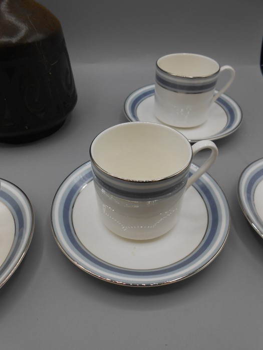 West German Style Vase 9 inches tall and 4 Royal Doulton East Brook Cups and Saucers - Image 3 of 4