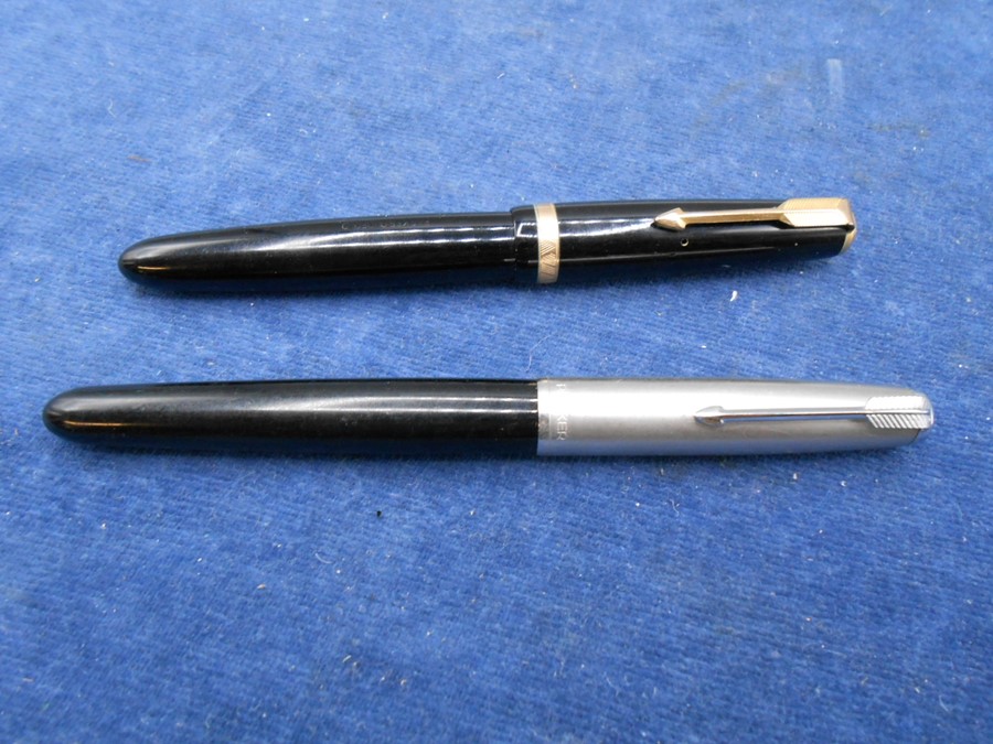 Parker fountain pens x2 and a papermate ballpoint pen