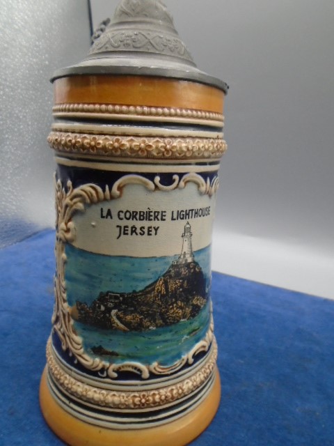 German beer stein depicting Jersey lighthouse - Image 2 of 2