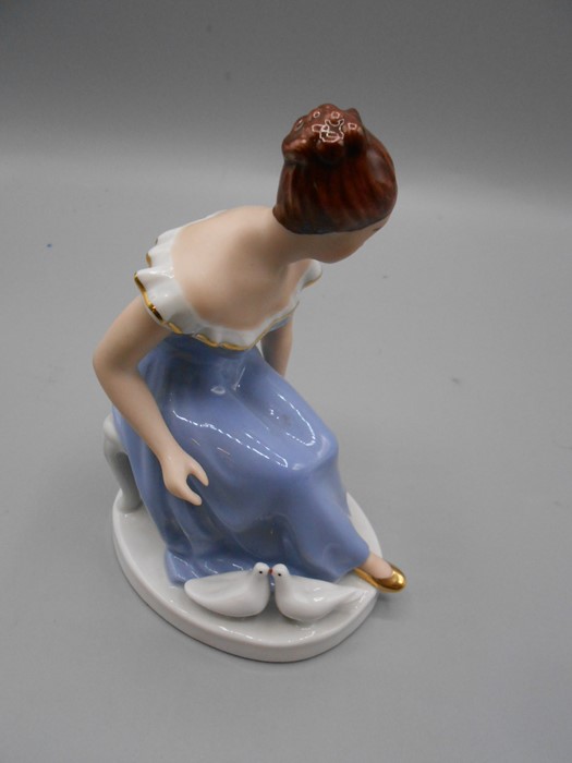 ROYAL DUX Lady Figurine With Doves 6 inches tall - Image 2 of 4