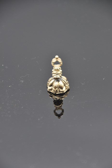 English sterling silver-gilt intaglio fob seal, baroque revival style, yellow intaglio (possibly a - Image 6 of 6