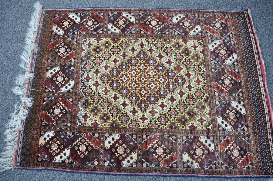 A Persian hand knotted silk pile rug 192cm x 126. - Image 2 of 4