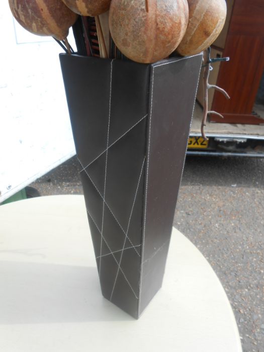 Leatherette Vase and flowers vase 19 inches tall - Image 2 of 2