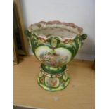 Jardinière and Stand and Antique Tureen missing lid ( both a/f ) . Jardinere 14 inches tall tureen 7