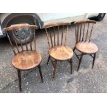 3 Vintage Penny Seat Stick Back Chairs 34 inches tall including back seat height 19 width 16 inches