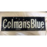 Antique Enamel Colman’s Blue Rectangular Shop Sign 25 x 79 cm