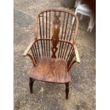 Antique Elm Stickback Windsor Chair 38 inches tall including back 16 inches seat height 19 1/2