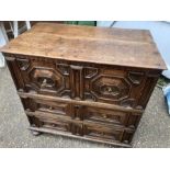 Antique Jacobean style 3 drawer Oak chest of drawers cottage cut