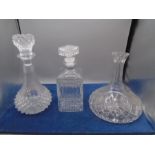 lead crystal decanter and 2 others