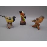 Royal Worcester great tit, Beswick chaffinch and a robin
