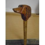 carved Spaniel head hiking stick 127cm