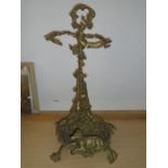 Antique brass hunting scene stick stand (chasse) 22" tall