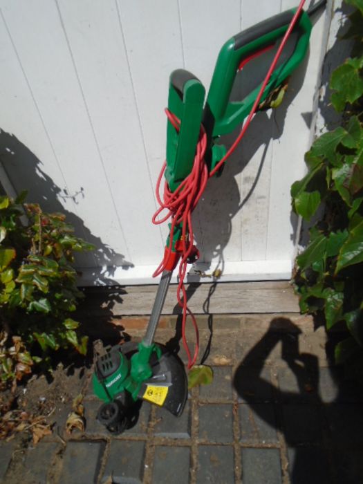 electric strimmer, 2 loppers, hanging basket