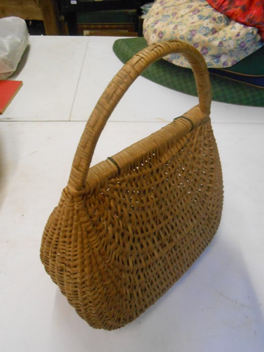 Wicker Basket with lid 14 inches wide at base 16 inches tall including handle - Image 2 of 3