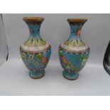 pair of cloisonne vases 23cm tall