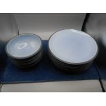 8 Denby plates 27 cm and 4 bowls 18 cm ( one bowl chipped )