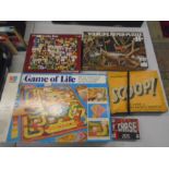 Puzzles, games and 2 boxes of books