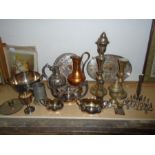 Brass, copper and silver plate items