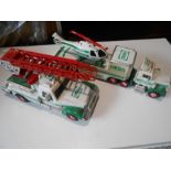 Battery Powered Firetruck and Helicopter Transporter and Helicopter