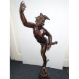 Bronze statue of Hermes, God of travel, profit and trade, messenger of the Gods. 73cm high,
