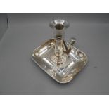 Silver Plated Candlestick with ejector and Snuffer 7 x 6 inches 5 1/2 inches tall