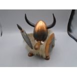 Brass and treen viking 20cm tall