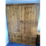 Modern 2 door Pine Wardrobe with drawers below