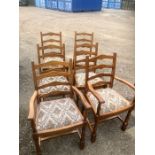 Old Charm style Light Oak effect extending dining table and 6 chairs ( 2 are carvers )