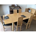 Modern extending dining table with one leaf and 6 chairs