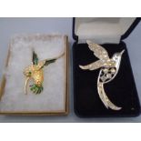 Hummingbird brooches, micro mosiac, tie pins and other brooches