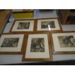 set of 5 etchings 16x13"