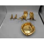 Brass Frogs , Rabbits , Ashtray , Plaque and white metal apples