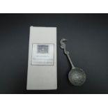 A 'Glover & Smith' pewter spoon with Seahorse handle in original box