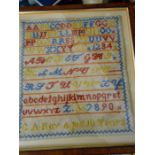 Vintage Sampler C A Roy aged 10 years 11 x 12 inches