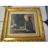 Oleograph on canvas of a gentleman in gilt frame