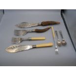 Silver Pickle Fork , 1953 Silver Coronation Spoon , 2 Plated sets of Fish Servers and Plated